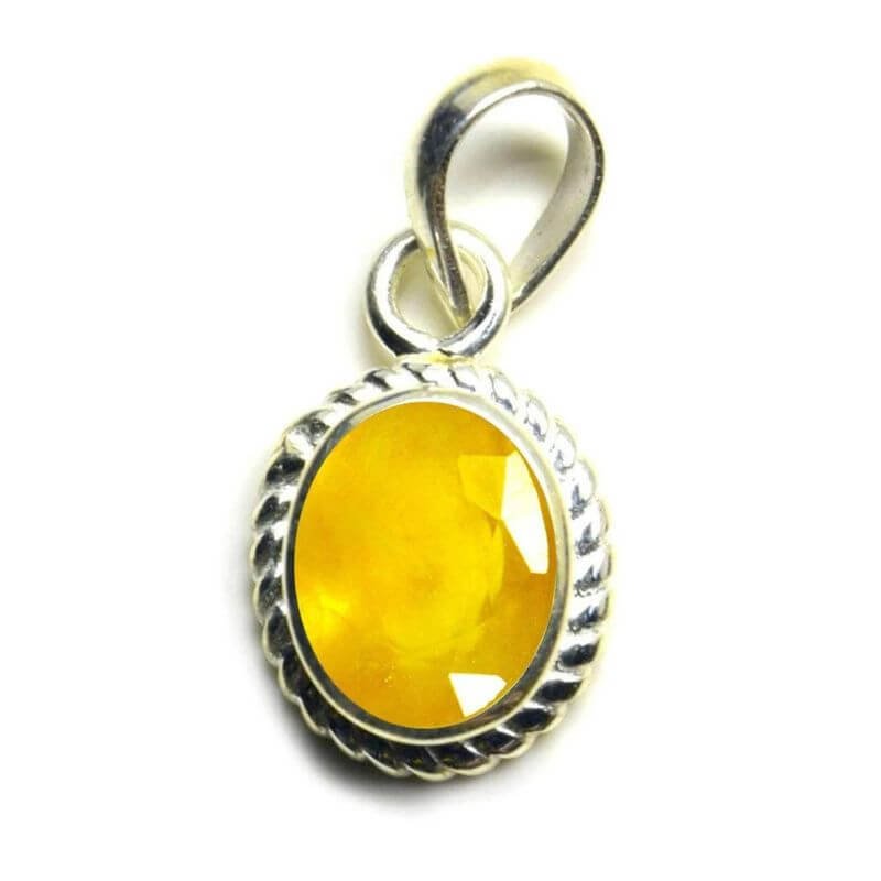 Natural Pukhraj Pendant, Yellow Sapphire Necklace