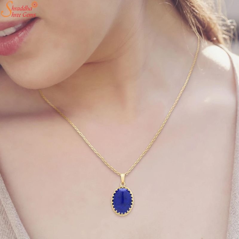 Oval Lapis Lazuli Gemstone Necklace, Gemstone Pendant