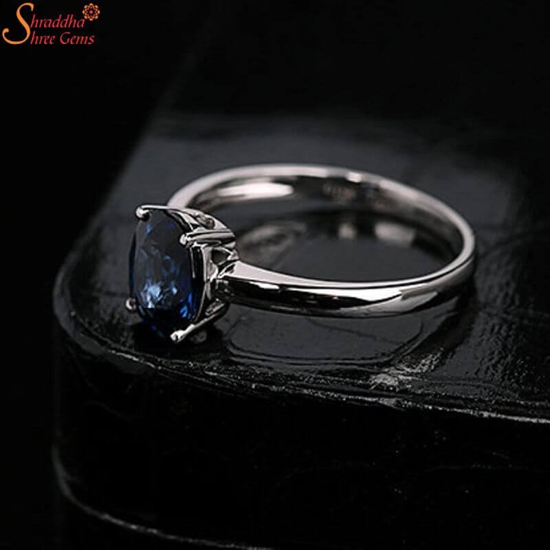 Natural Blue Sapphire Birthstone Ring, Solitaire Ring
