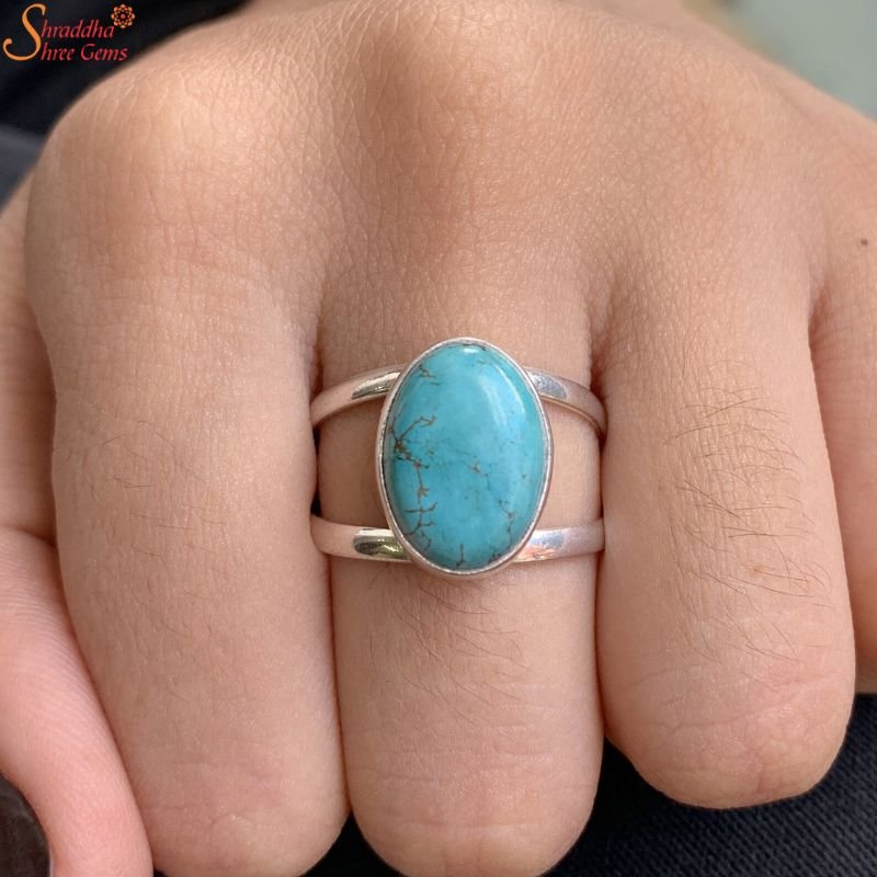 Oval Turquoise Ring, Firoza Stone Ring