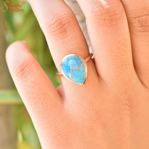pear shape turquoise gemstone ring