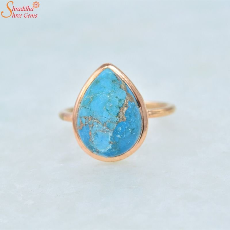 Pear Shape Turquoise Ring, Firoza Gemstone Ring