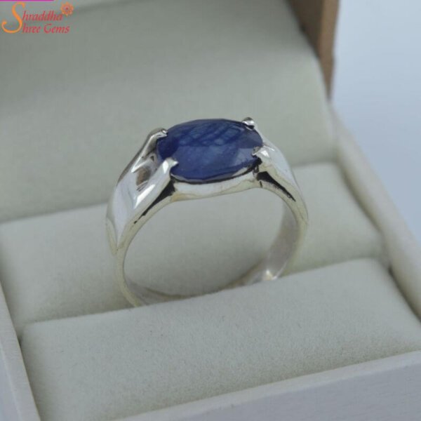 sterling silver blue sapphire gemstone ring