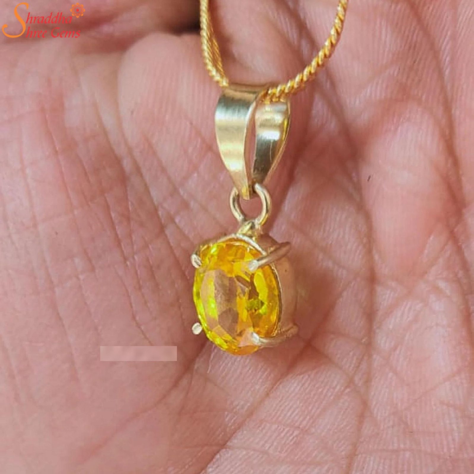 Natural Yellow Sapphire Pendant, Pukhraj Gemstone Pendant