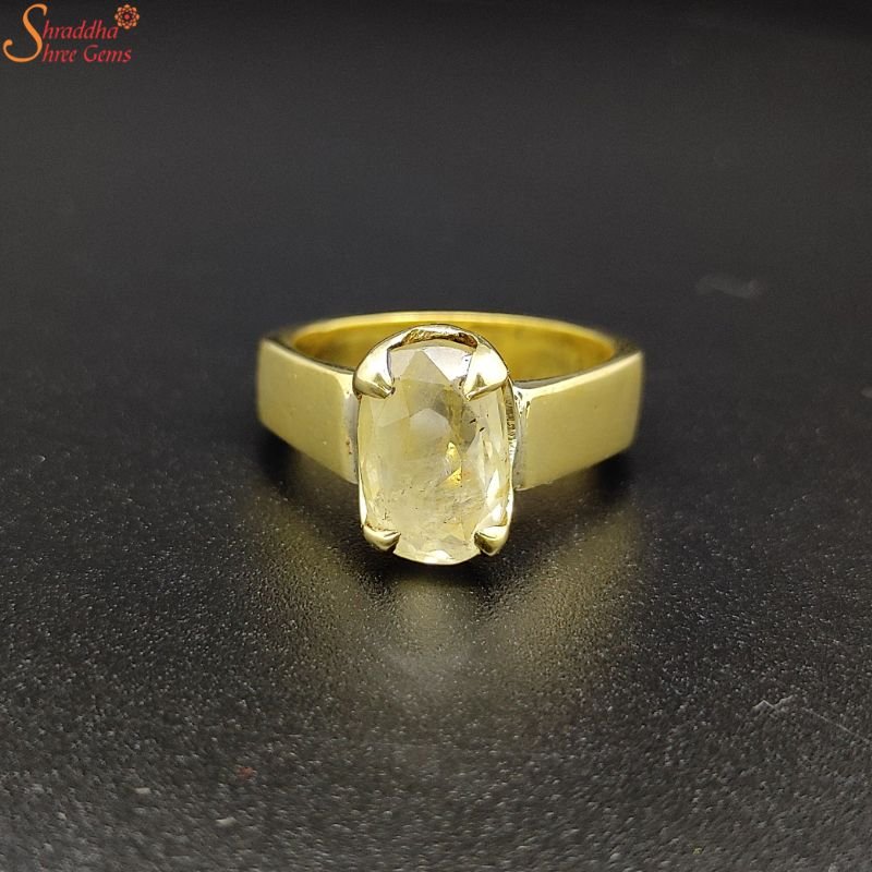 Oval Yellow Sapphire Ring, Ceylon Pukhraj Gemstone Ring
