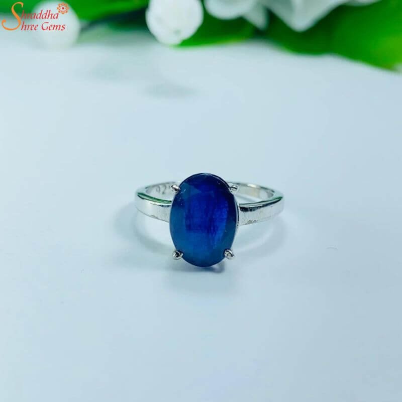 Blue Sapphire Sterling Silver Ring, Astrology Neelam Ring