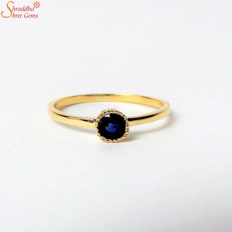Round Shape Blue Sapphire Gemstone Ring