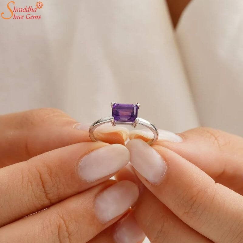 Octagon Cut Amethyst Ring, Promise Ring