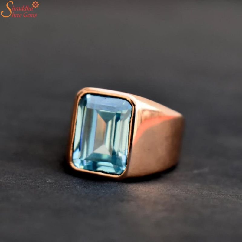 Natural Aquamarine Men’s Ring, Handmade Gemstone Ring