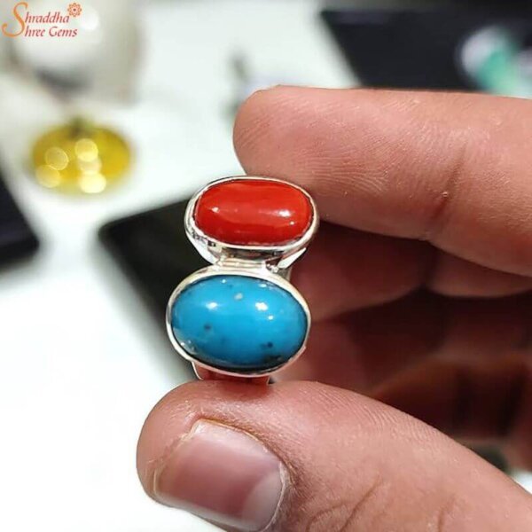 coral and turquoise ring