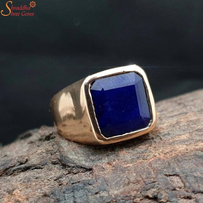 Natural Men Blue Sapphire Gemstone Ring