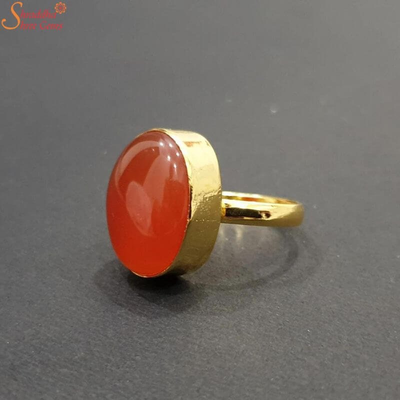 Natural Carnelian Ring, Orange Stone Ring