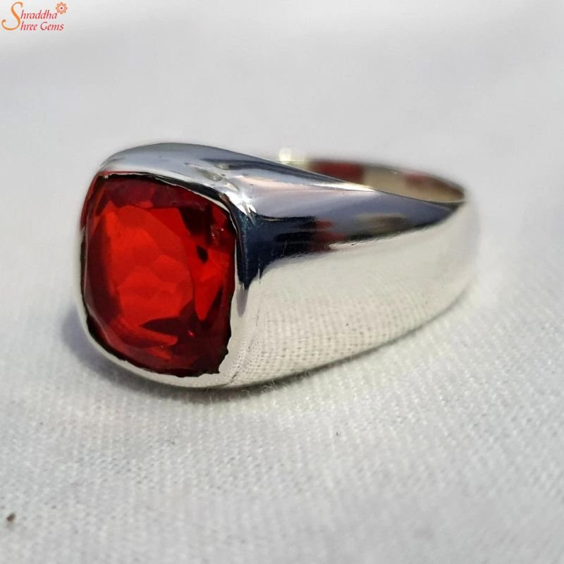 Natural Red Garnet Ring, Man’s Gemstone Ring