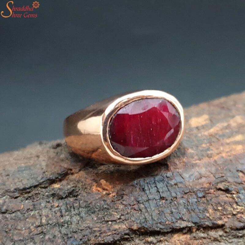 Natural Ruby Mens Ring, Manik Gemstone Ring