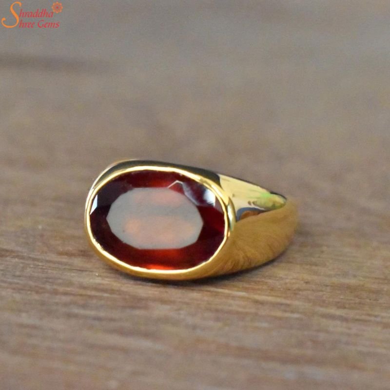 Oval Shape Hessonite Garnet Gemstone Ring