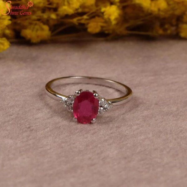 oval ruby silver ring