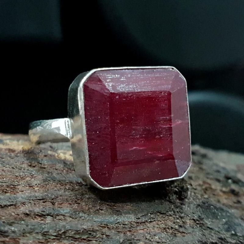 Unheated Ruby (Manik) Gemstone Silver Ring
