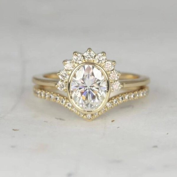halo moissanite diamond ring