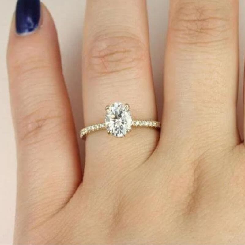 Halo Moissanite Diamond Ring, Engagement Ring