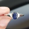 natural blue sapphire silver ring