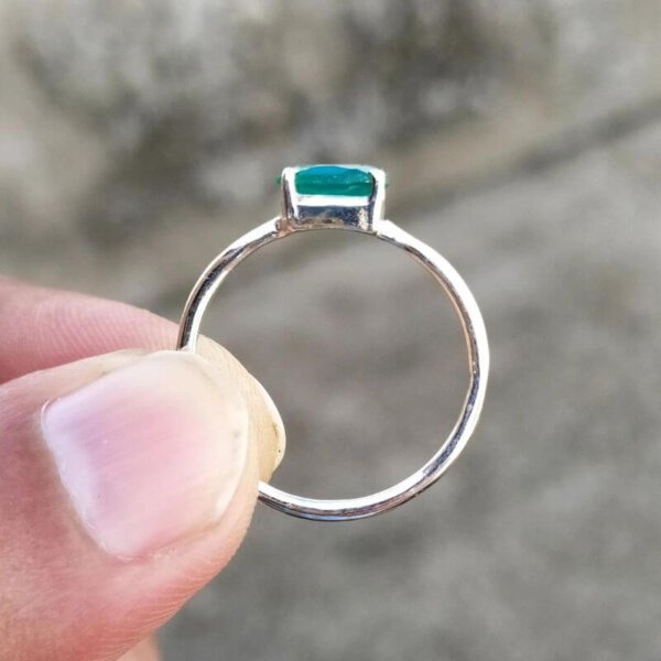 natural green onyx silver ring