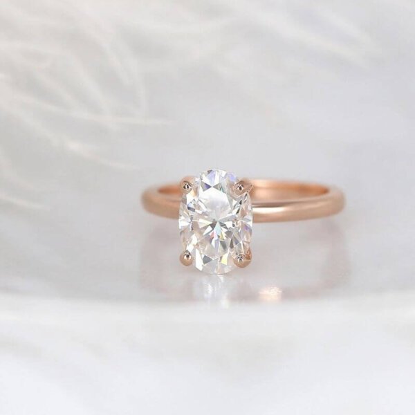 oval moissanite diamond solitaire ring