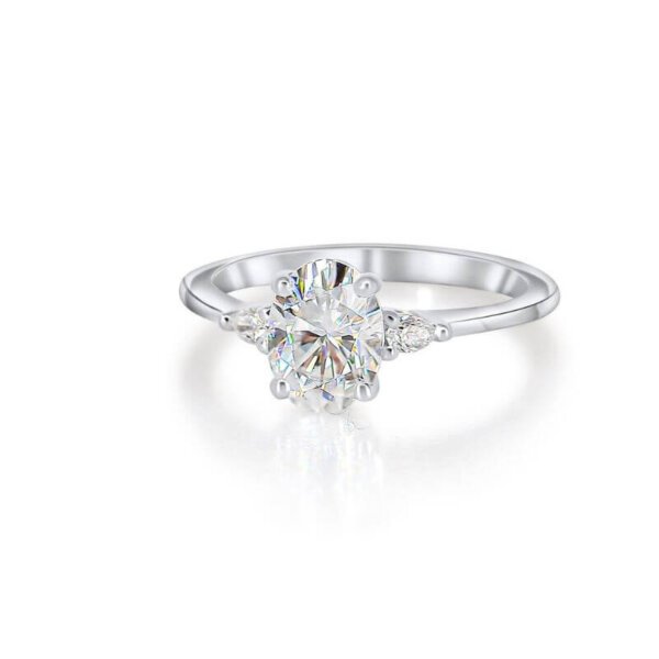 oval pear moissanite diamond ring