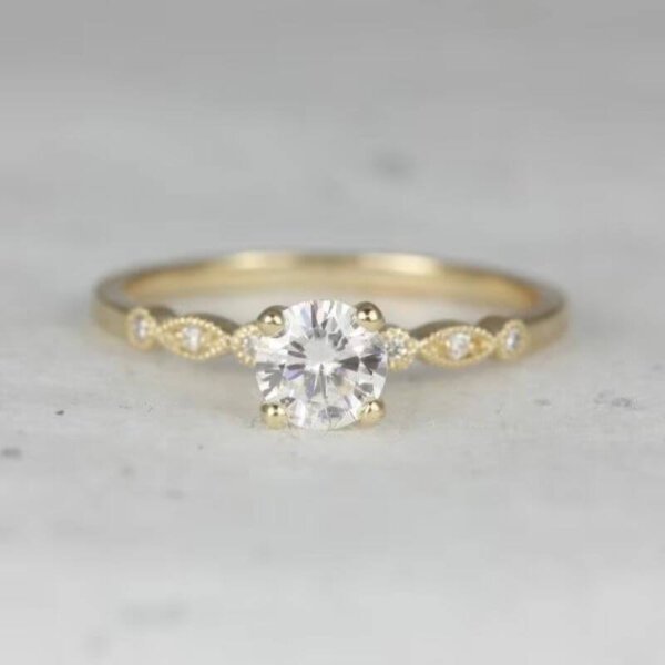 round moissanite diamond engagement ring