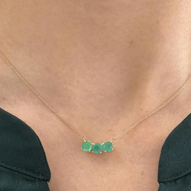 Natural Three Emerald Gemstones Pendant