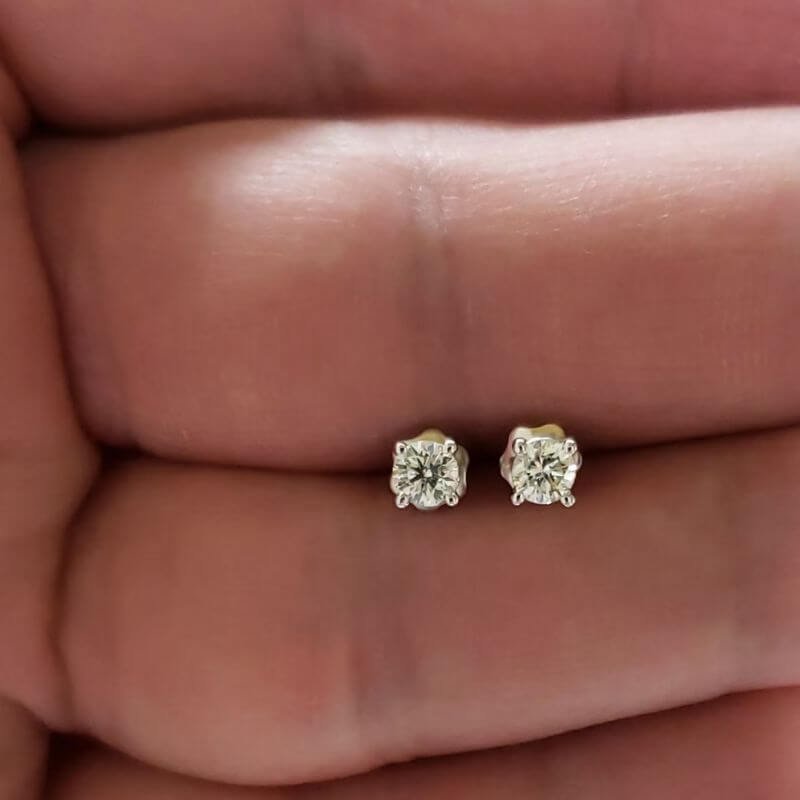 14k Gold 0.25 Carat Moissanite Diamond Earrings Studs