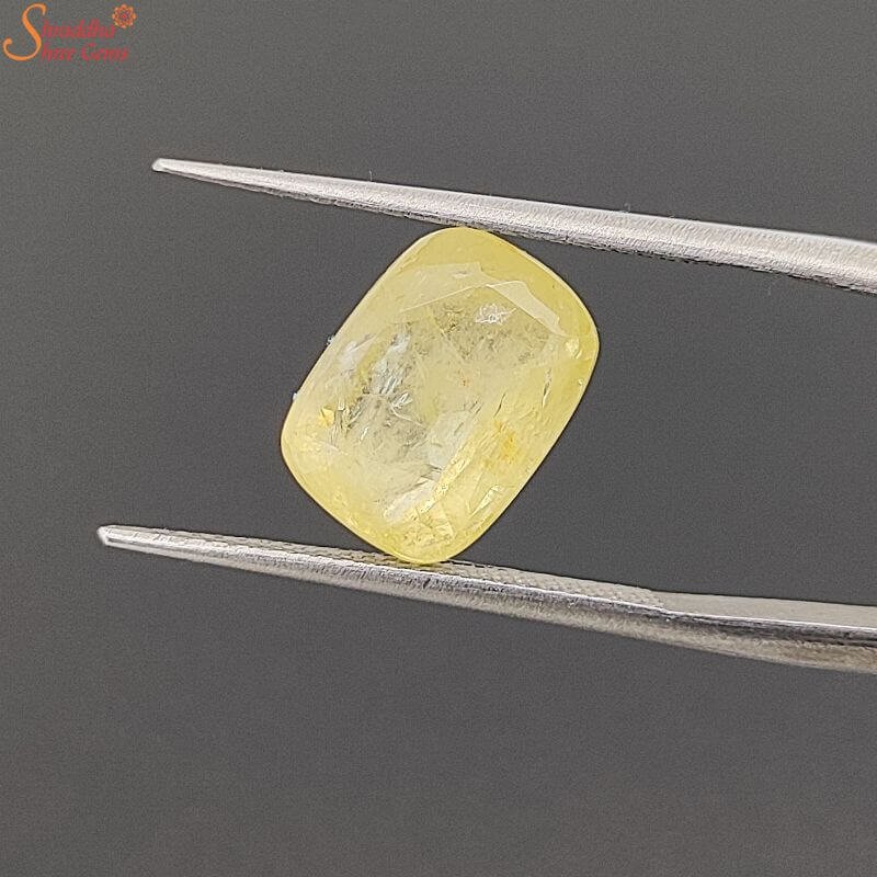 IGI Certified Ceylon 5.77 Carat Yellow Sapphire Gemstone, Pukhraj Stone