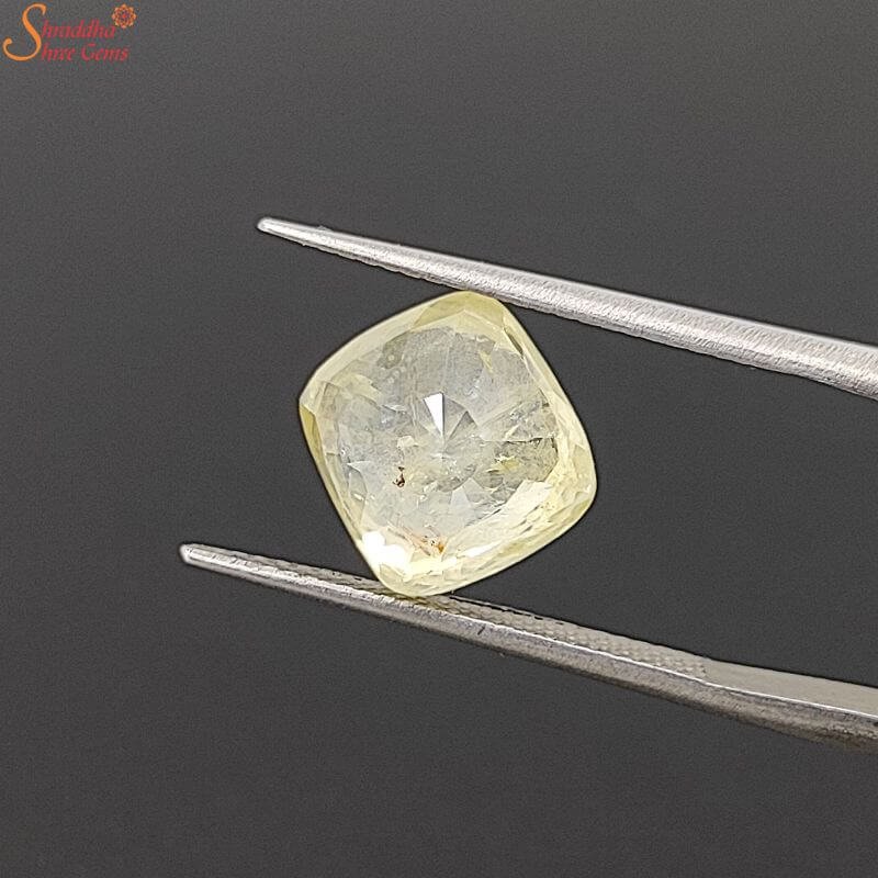 IGI Certified Ceylon 6.85 Carat Yellow Sapphire Gemstone, Pukhraj Stone