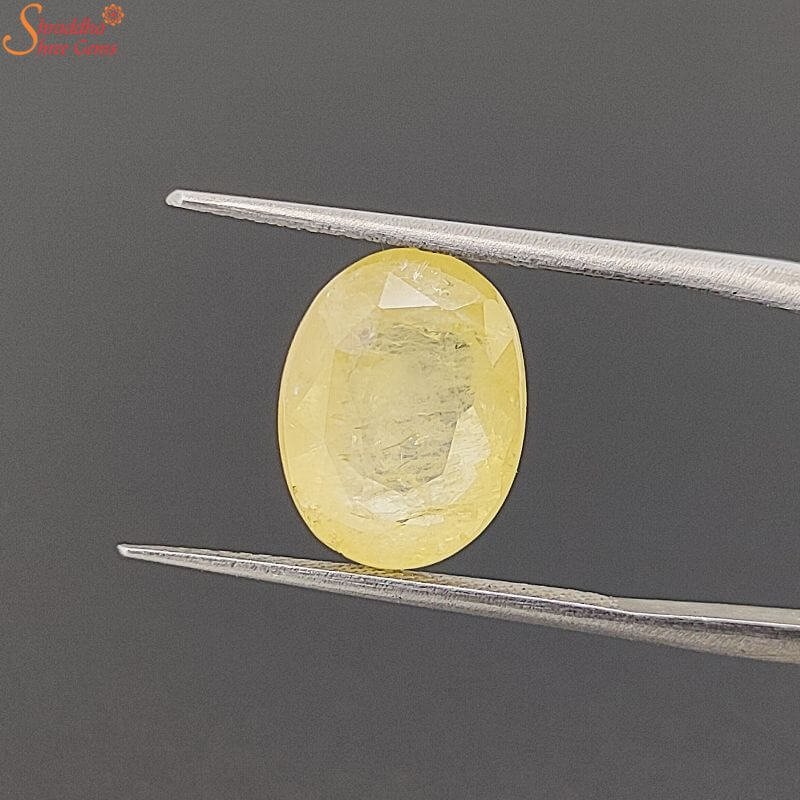 IGI Certified Ceylon 7.80 Carat Yellow Sapphire Gemstone, Pukhraj Stone