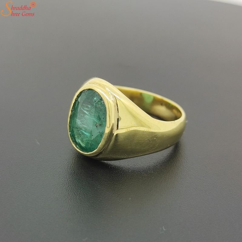 Natural Emerald Gemstone Ring, Certified Panna Stone Ring