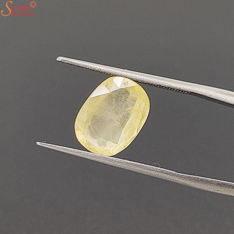 IGI Certified Ceylon 5.07 Carat Yellow Sapphire Gemstone, Pukhraj Stone