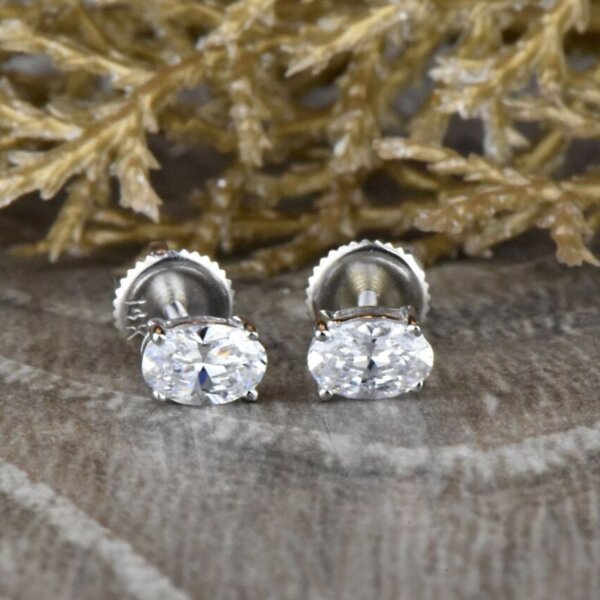 oval moissanite diamond earring studs