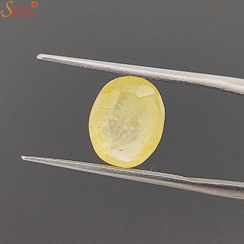 IGI Certified Ceylon 5.43 Carat Yellow Sapphire Gemstone, Pukhraj Stone