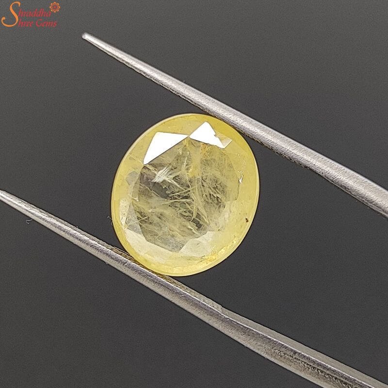IGI Certified Ceylon 8.13 Carat Yellow Sapphire Gemstone, Pukhraj Stone