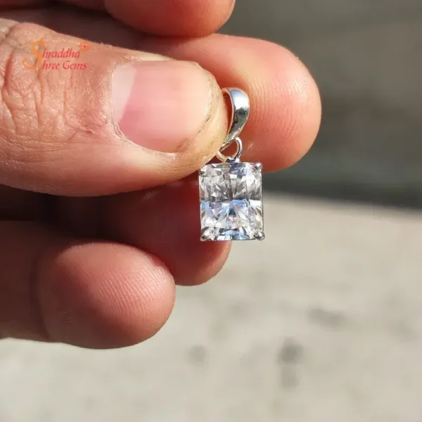 Silver Emerald Moissanite Necklace
