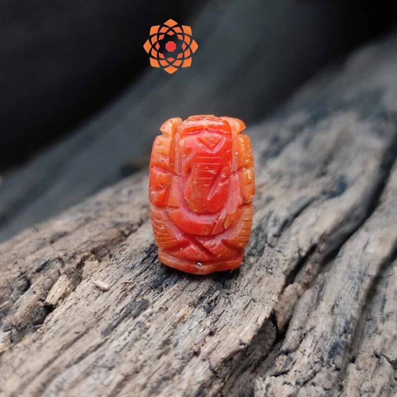 Natural Red Coral Ganesh Idol-6.82 Ct