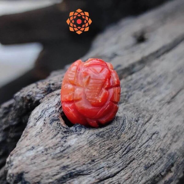 Munga Ganesha Idol, Crystal Lord Ganesh Idol, 21.50 Carat Mini Original Coral
